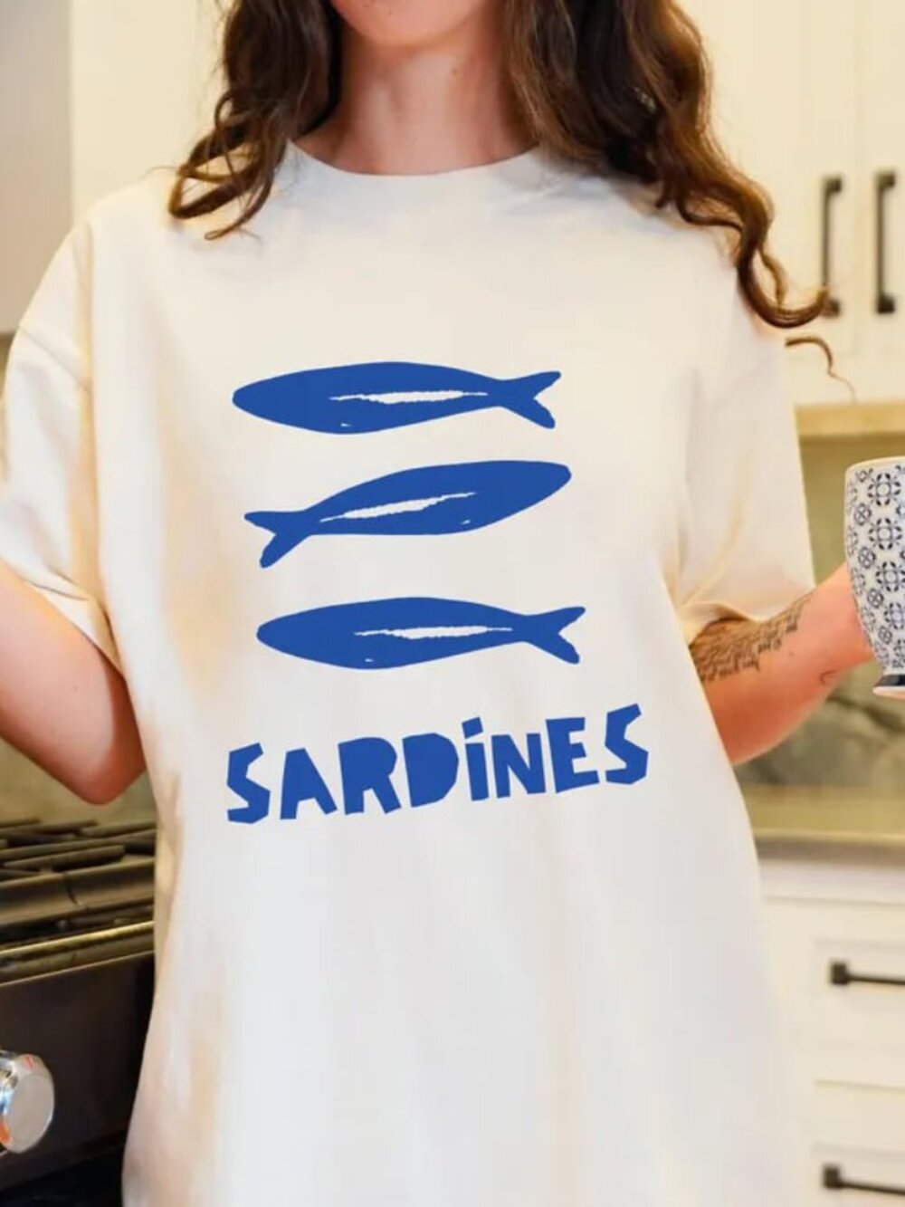 Graphic Sardine Shirt, Fish Lover Tee, Summer Vibes Shirt